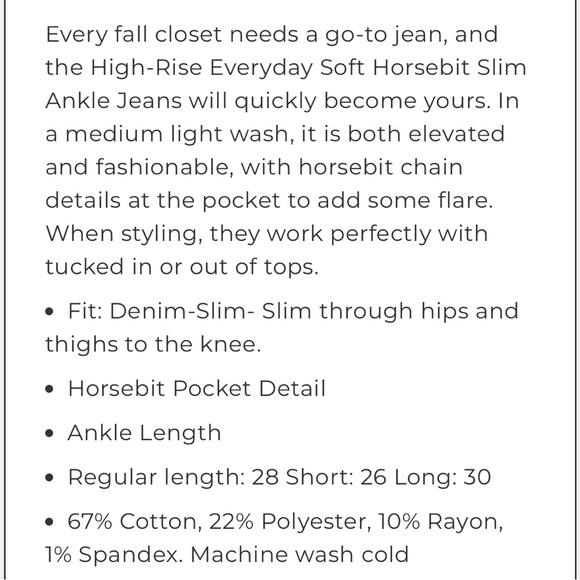 White House Black Market High-Rise Everyday Soft Horsebit Slim Ankle Jeans Sz 4 - Picture 4 of 8